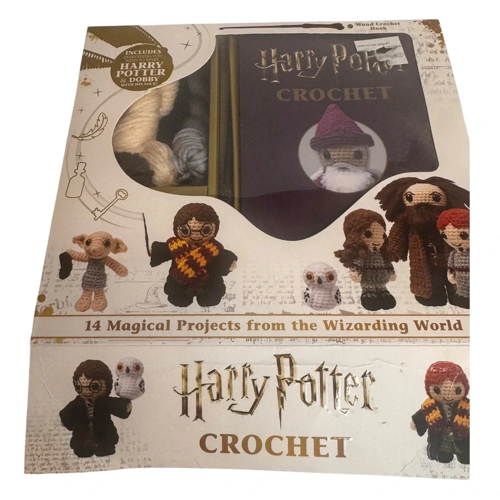 Harry Potter Crochet Craft Kit Open Box Complete With Wand Needle Amigurumi Set